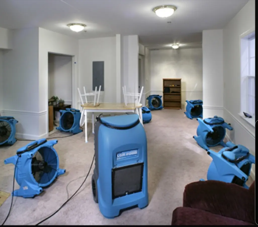 Air movers and dehumidifier setup for Water Extraction & Removal in Chalco