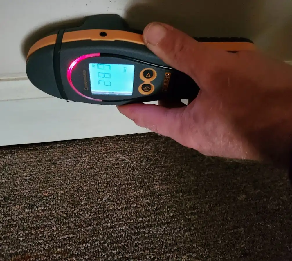 Moisture detection at baseboard during Mold Inspection & Testing in Chalco